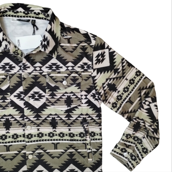 Wesc Sweden Corduroy Trucker Jacket Unisex Aztec Ethnic - Picture 9 of 10